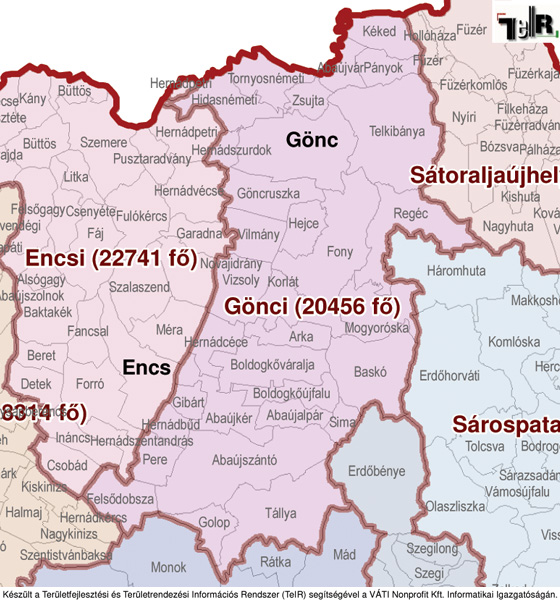 encs térkép Gönc a járás térképen   Gönc a Gönci járáshoz tartozik   Gönc  encs térkép