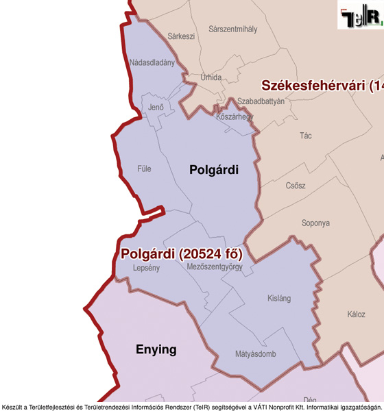 polgárdi térkép Nádasdladány a járás térképen   Nádasdladány a Polgárdi járáshoz  polgárdi térkép
